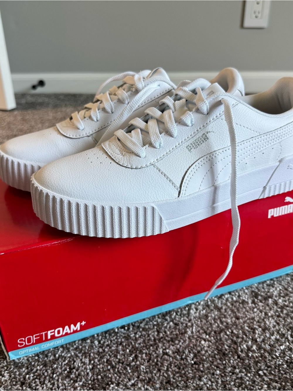 Puma White Platform Lace-Up Sneakers
